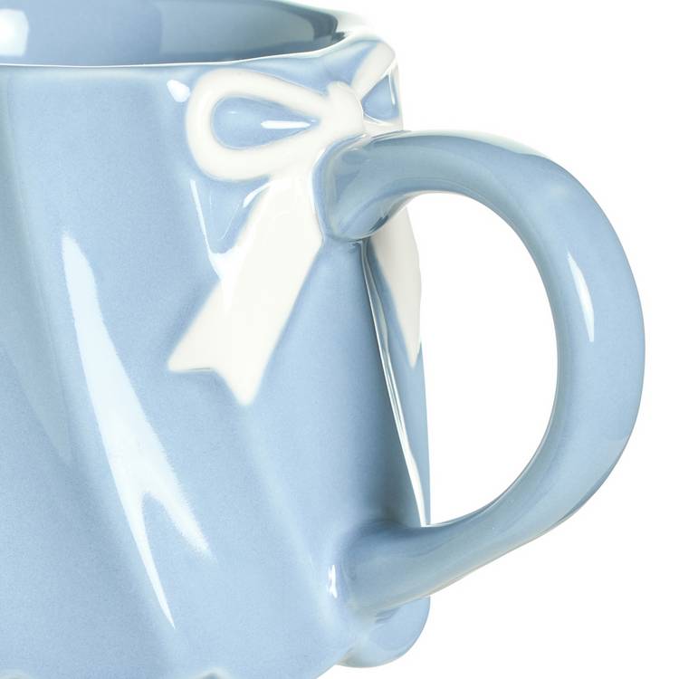 Argos Home scalloped white bow blue mug 180ml (British brand)