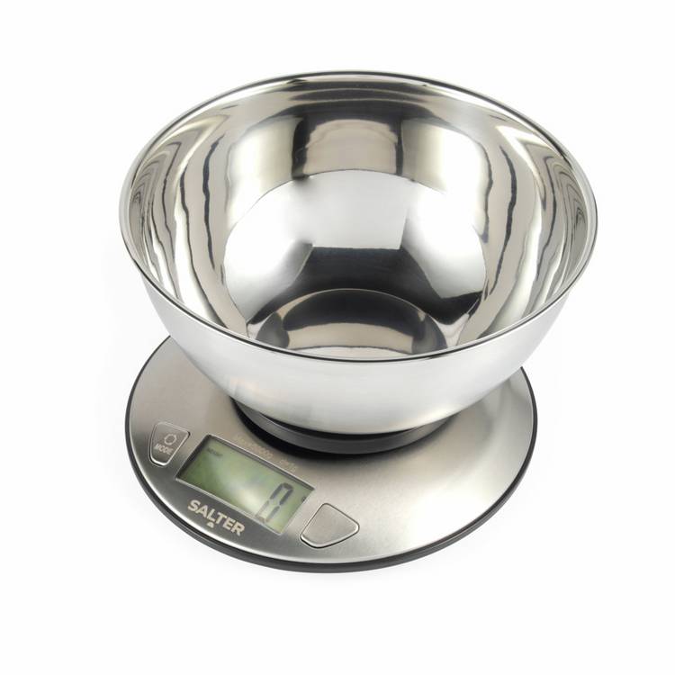 Salter stainless steel digital kitchen scale with bowl 2L - British product