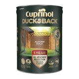 Cuprinol Ducksback Autumn Gold 5L paint, imported from the UK