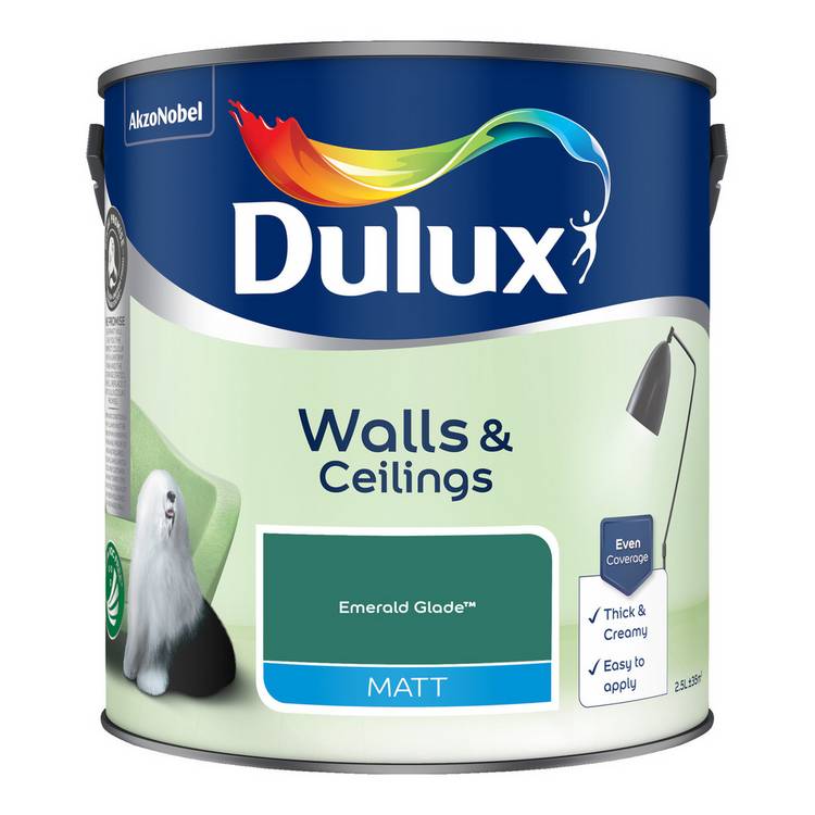 Dulux Emerald Glade matt paint 2.5L, UK version