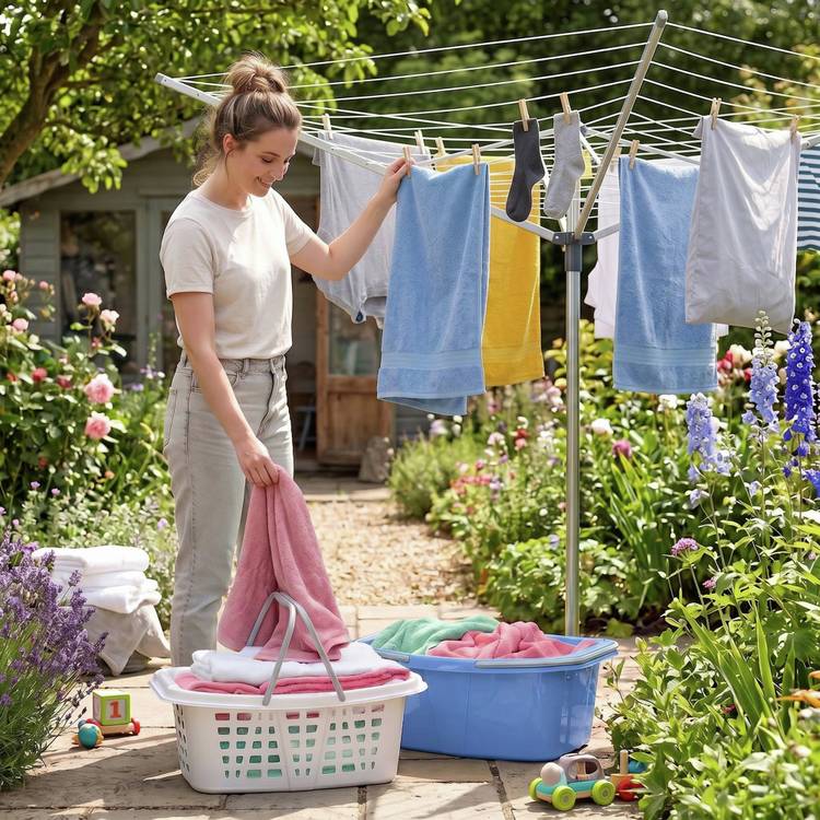 Beldray 26L laundry baskets white and blue set - British product