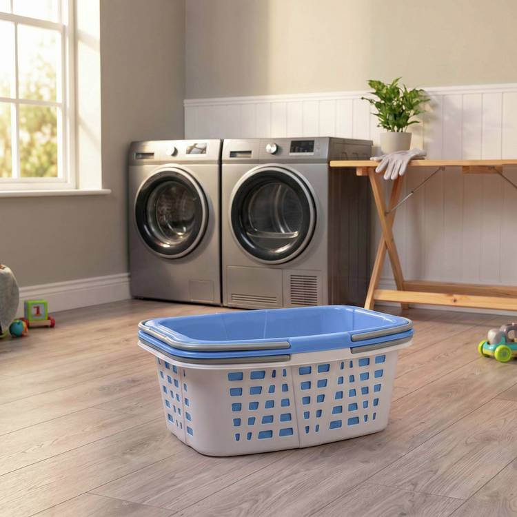 Beldray 26L laundry baskets white and blue set - British product