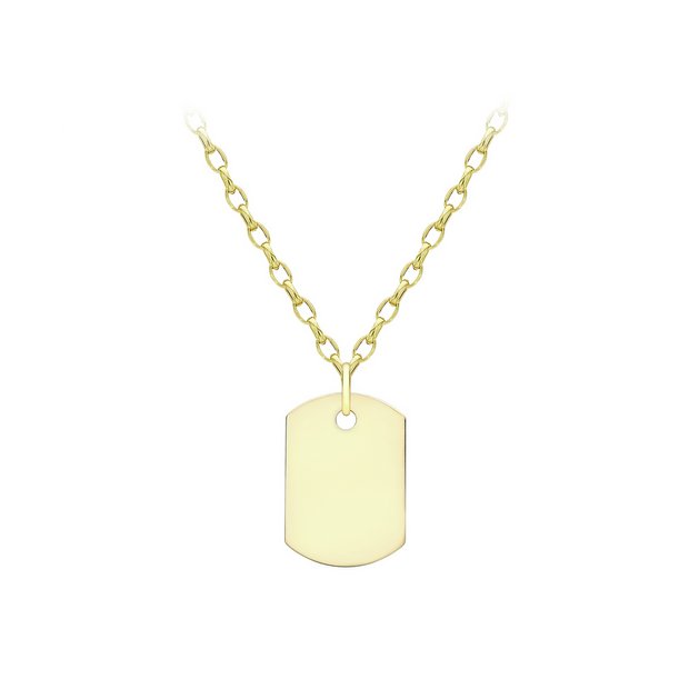 Revere 9ct gold dog tag pendant necklace (British brand)
