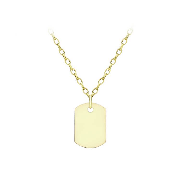 Revere 9ct gold dog tag pendant necklace (British brand)