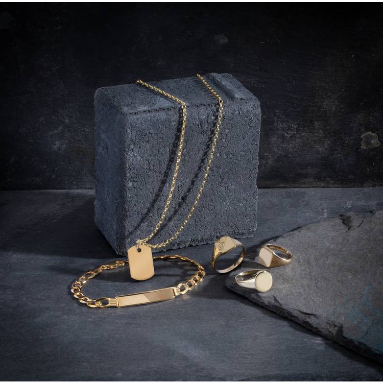Revere 9ct gold dog tag pendant necklace (British brand)