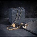 Revere 9ct gold dog tag pendant necklace (British brand)