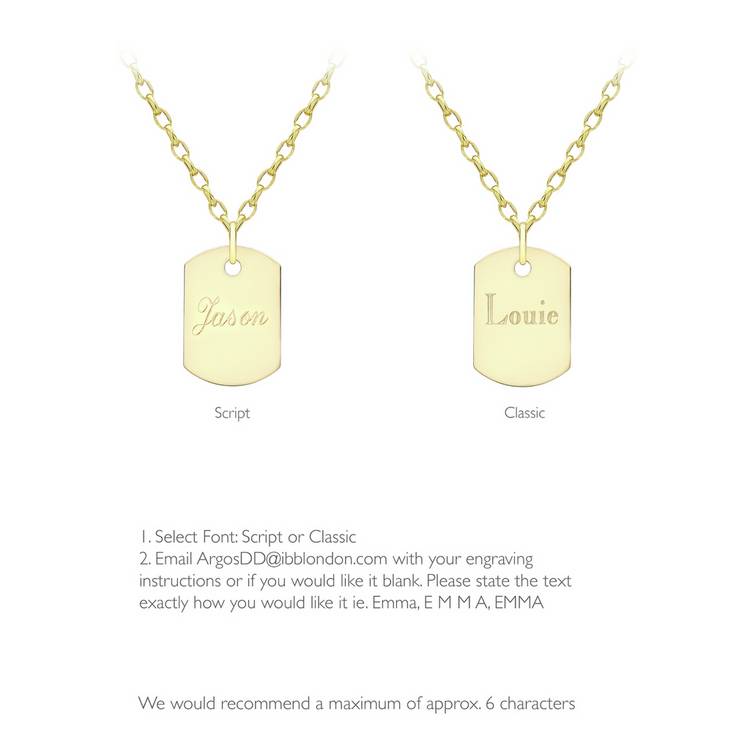 Revere 9ct gold dog tag pendant necklace (British brand)
