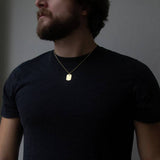Revere 9ct gold dog tag pendant necklace (British brand)
