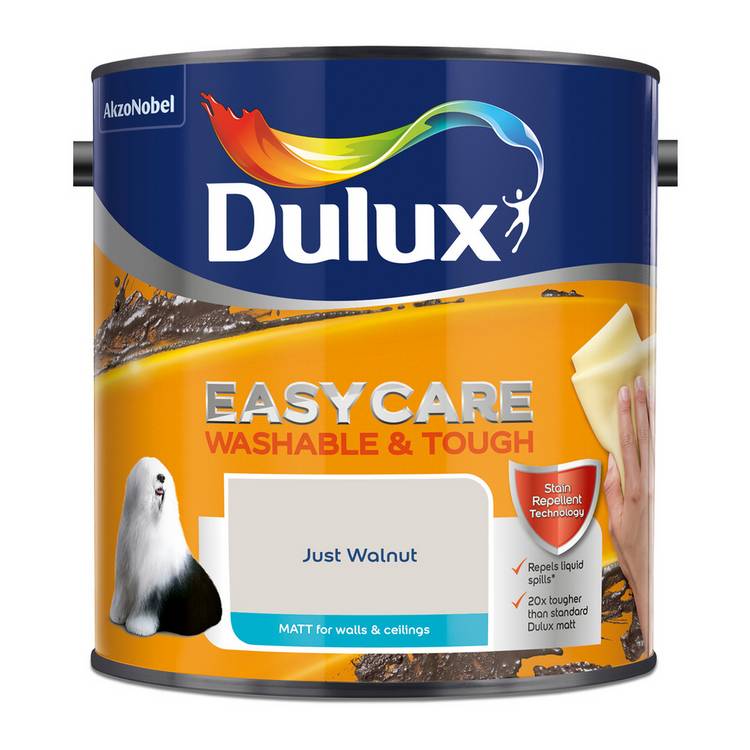 Dulux Easycare washable matt paint Just Walnut 2.5L - British product