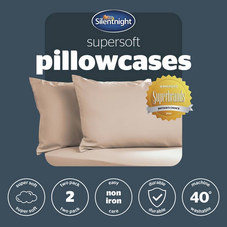 Silentnight Supersoft pink pillowcase pair standard size - British product