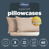 Silentnight Supersoft pink pillowcase pair standard size - British product