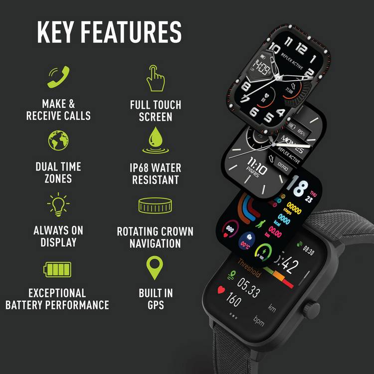 Reflex Active Series 44 Black smart watch, imported from the UK