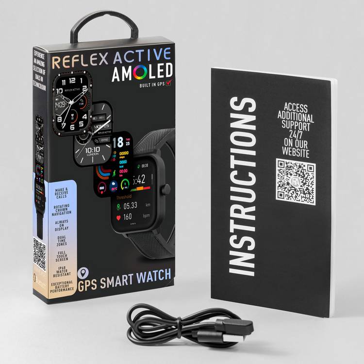 Reflex Active Series 44 Black smart watch, imported from the UK