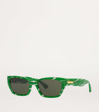 Bottega Veneta rectangular sunglasses with gold-tone detailing, imported from the UK