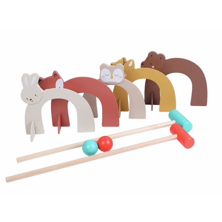 Chad Valley wooden kids croquet set with animal hoops, UK version