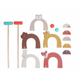 Chad Valley wooden kids croquet set with animal hoops, UK version