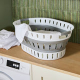 Argos Argos Home 37 Litre Collapsible Laundry Basket - White & Grey- Buy online at McGrocer