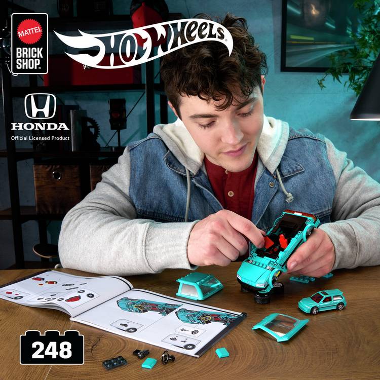 Mattel Brick Shop Hot Wheels 1:32 scale '90 Honda Civic EF building set, UK version