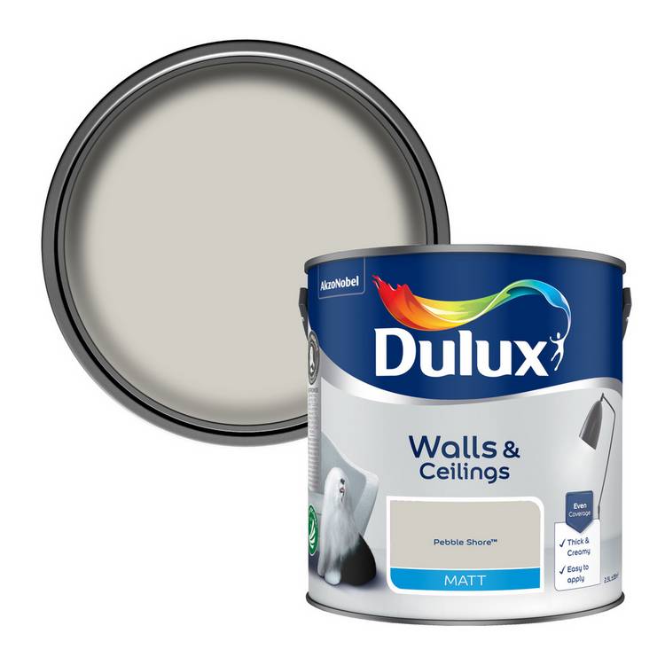 Dulux Pebble Shore matt paint 2.5L, imported from the UK