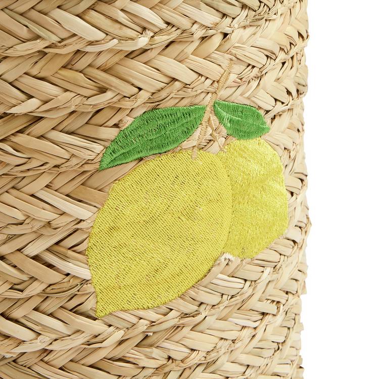 Argos Home woven seagrass basket with embroidered lemons - British product