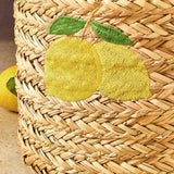 Argos Home woven seagrass basket with embroidered lemons - British product