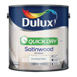 Argos Dulux Quick Dry Satinwood Paint Pure Brilliant White 2.5L- Buy online at McGrocer