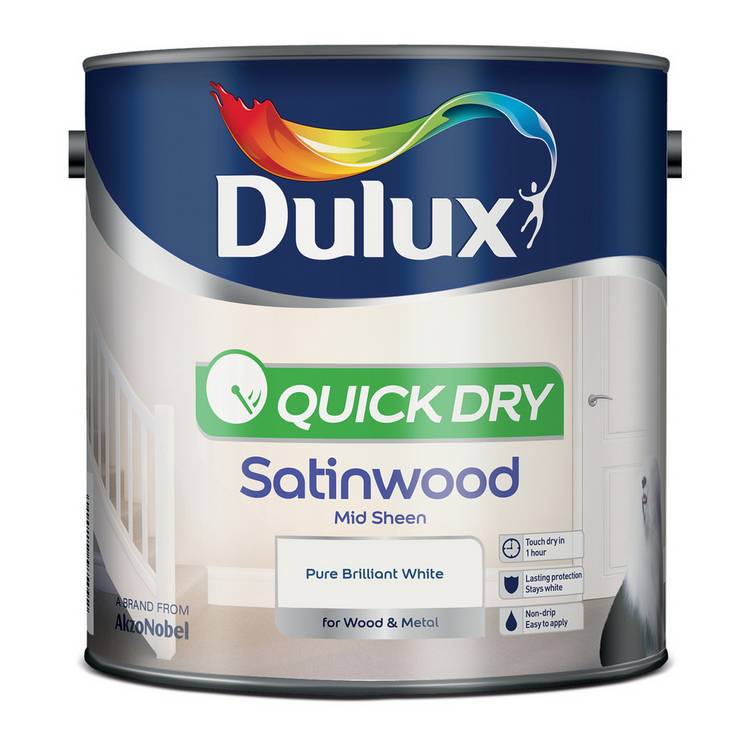 Dulux satinwood paint Pure Brilliant White 2.5L (British brand)