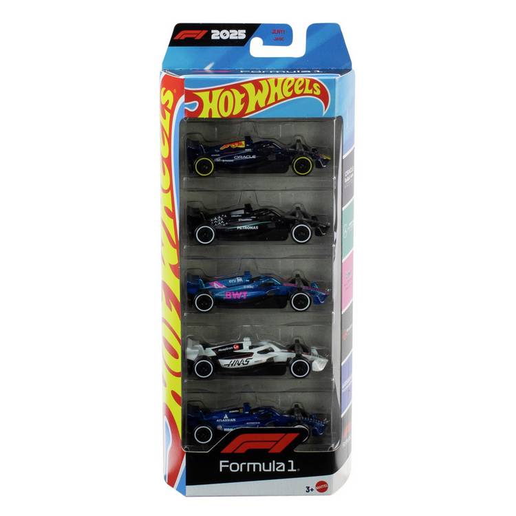Hot Wheels Formula 1 5-pack die-cast cars 1:64 scale, imported from the UK