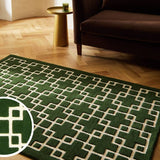 Argos Habitat Luxe Chain Green Wool Cut Pile Rug 120x170cm- Buy online at McGrocer