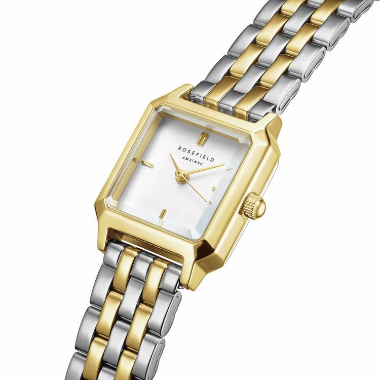 Rosefield Boxelle ladies duotone steel bracelet watch, imported from the UK