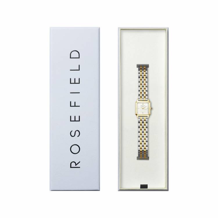 Rosefield Boxelle ladies duotone steel bracelet watch, imported from the UK