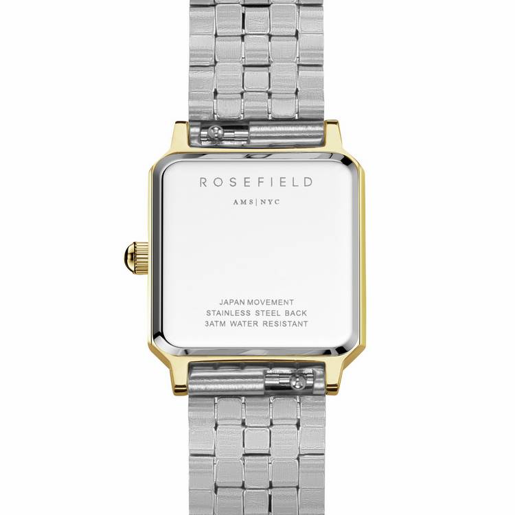 Rosefield Boxelle ladies duotone steel bracelet watch, imported from the UK