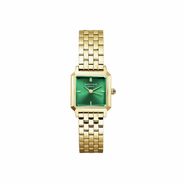 Rosefield Boxelle ladies gold bracelet watch green dial (British brand)