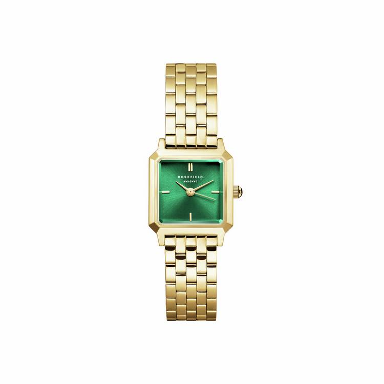 Rosefield Boxelle ladies gold bracelet watch green dial (British brand)