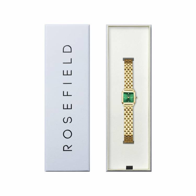 Rosefield Boxelle ladies gold bracelet watch green dial (British brand)