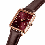 Rosefield Boxy XS dark brown leather strap ladies watch UK version