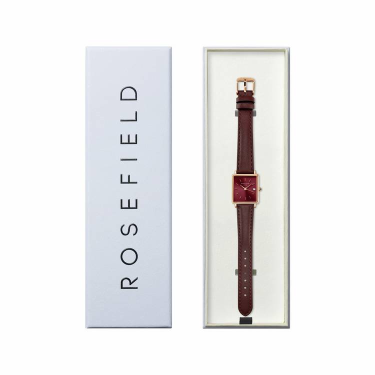 Rosefield Boxy XS dark brown leather strap ladies watch UK version