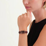 Rosefield Boxy XS dark brown leather strap ladies watch UK version