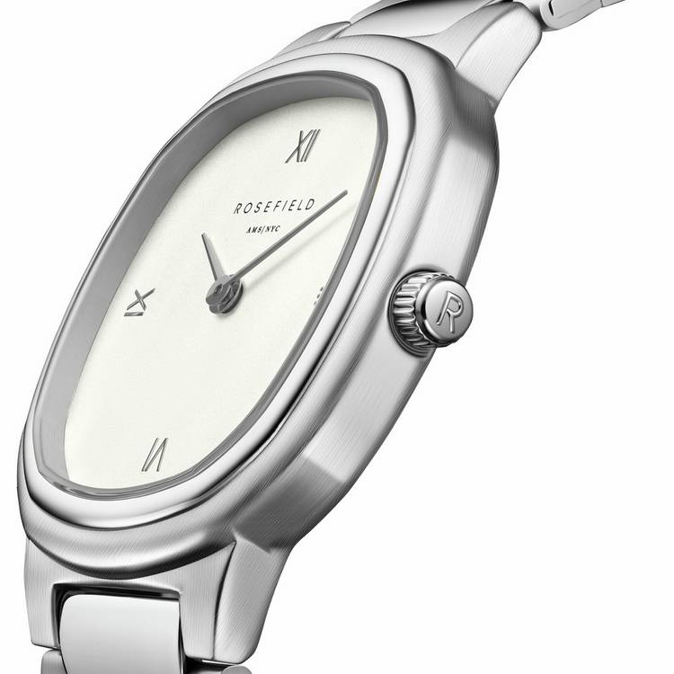 Rosefield Gaia ladies watch silver dial steel bracelet 30mm, UK version