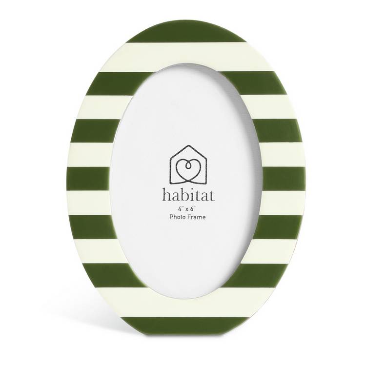 Habitat striped oval green resin picture frame 4x6 - British product