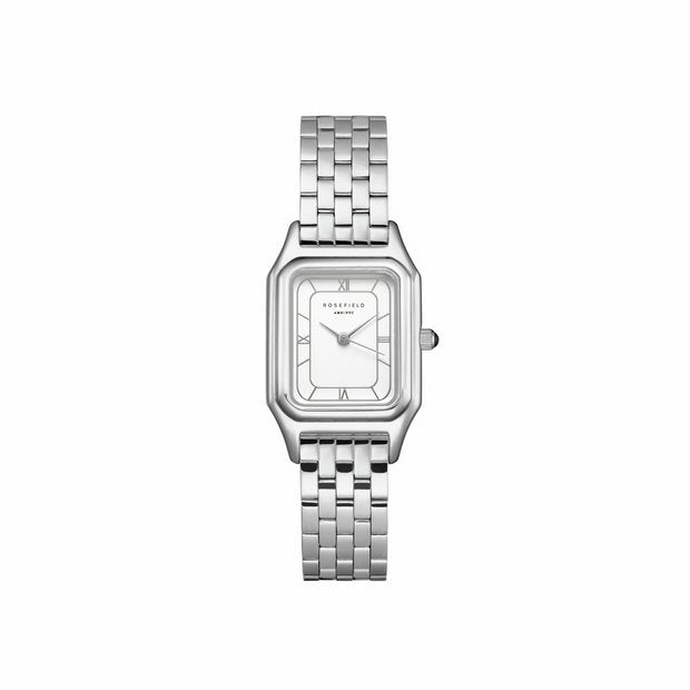 Rosefield Ivy ladies silver watch with white dial, imported from the UK