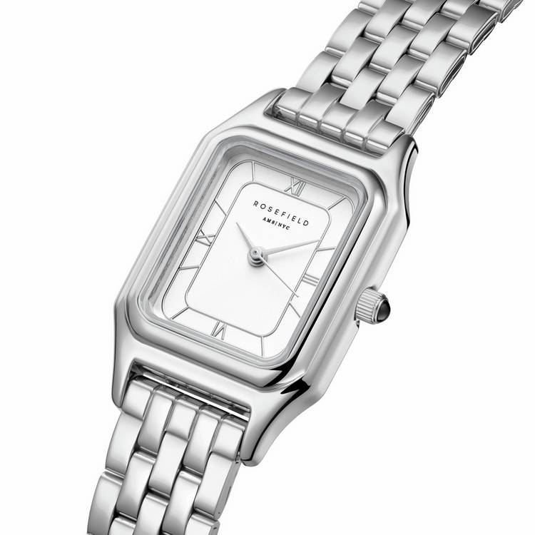 Rosefield Ivy ladies silver watch with white dial, imported from the UK