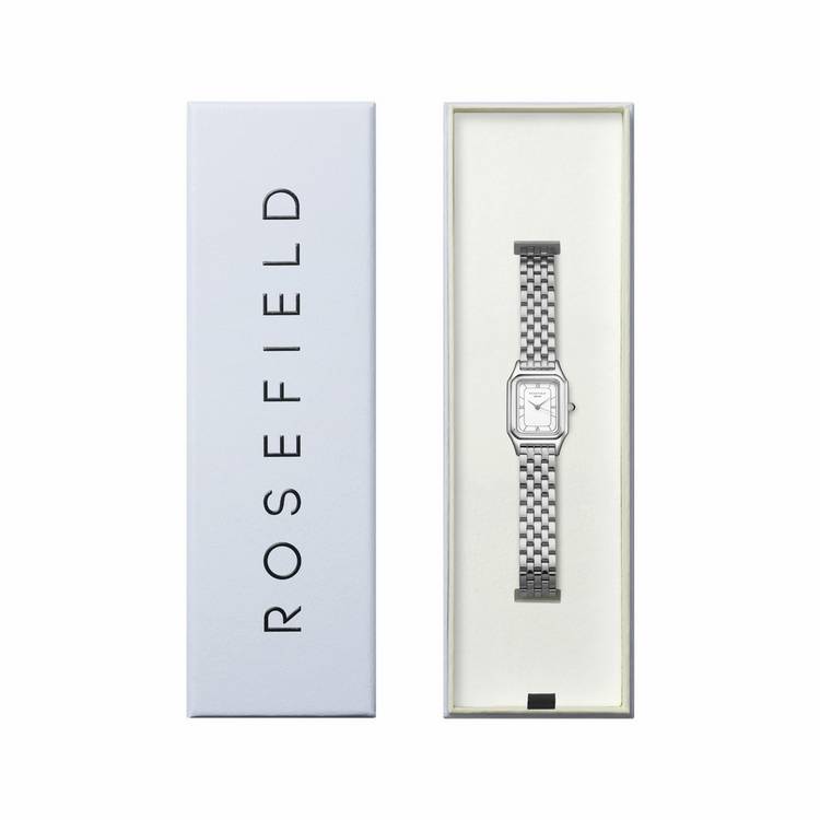 Rosefield Ivy ladies silver watch with white dial, imported from the UK