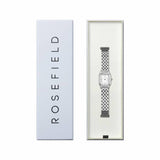Rosefield Ivy ladies silver watch with white dial, imported from the UK