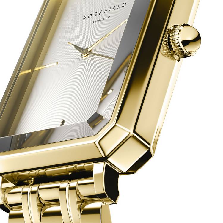 Rosefield Octagon ladies watch gold steel bracelet (British brand)