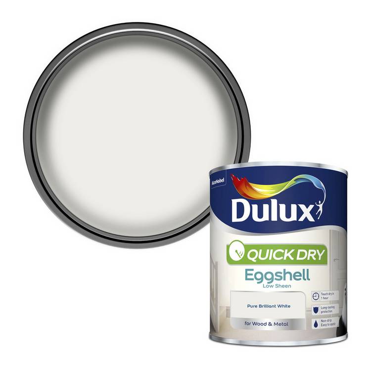 Dulux Quick Dry Eggshell paint Pure Brilliant White 750ml - British product