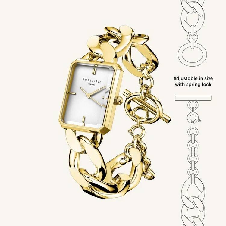 Rosefield Studio Octagon XS ladies watch with gold bracelet (British brand)