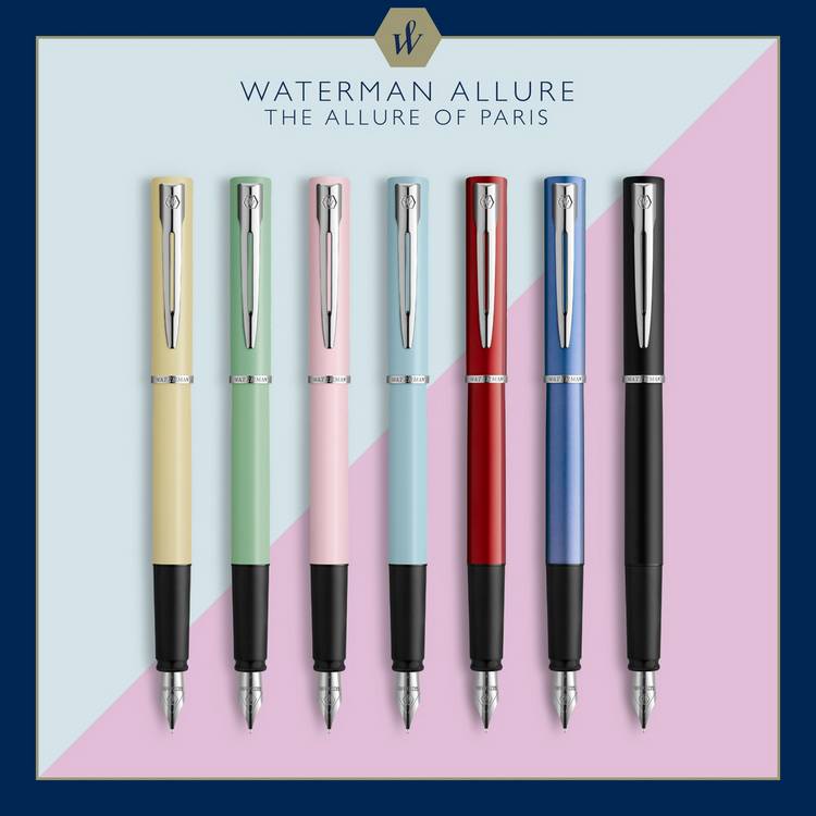 Waterman Graduate black lacquer fountain pen fine nib, imported from the UK