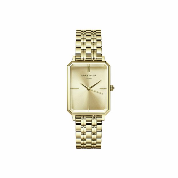 Rosefield Octagon ladies gold steel bracelet watch - British product
