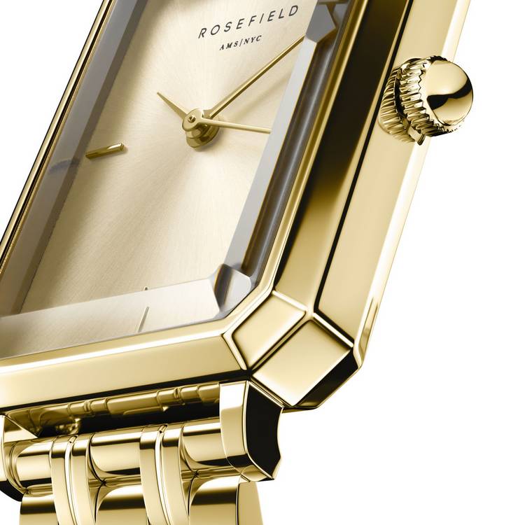 Rosefield Octagon ladies gold steel bracelet watch - British product